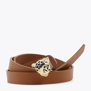 Cintura sottile con fibbia stampata leopardata