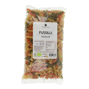 PLANETA HUERTO | Fusilli Tricolor ECO 500 g - Pasta Ecológica de Trigo con Espinacas y Tomate, Ideal para Recetas Saludables