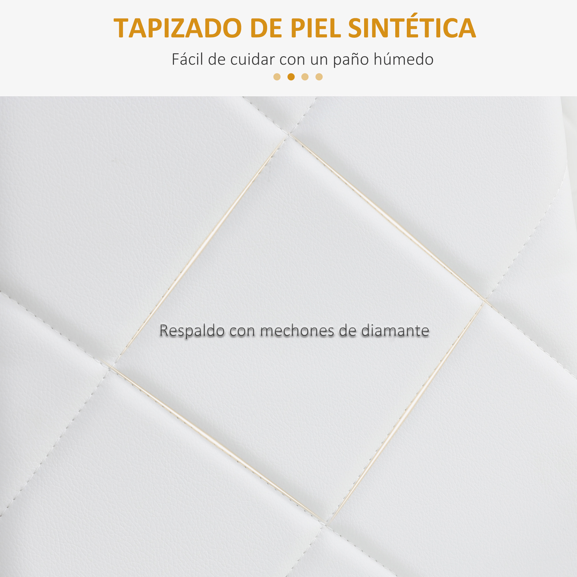 Set de 4 Sillas de Comedor Tapizadas de Piel Sintética 41x50x97 cm Blanco