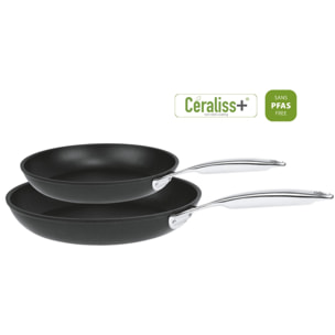Set de 2 poêles antiadhésives en aluminium Ø24 et 28 cm - revêtement céramique Céraliss+