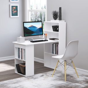 Bureau informatique 120L x 55l x 120H cm bibliothèque adjacente multi-rangements blanc