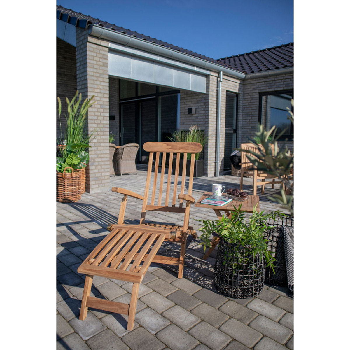 Sdraio da giardino Arrecife in teak naturale con schienale regolabile