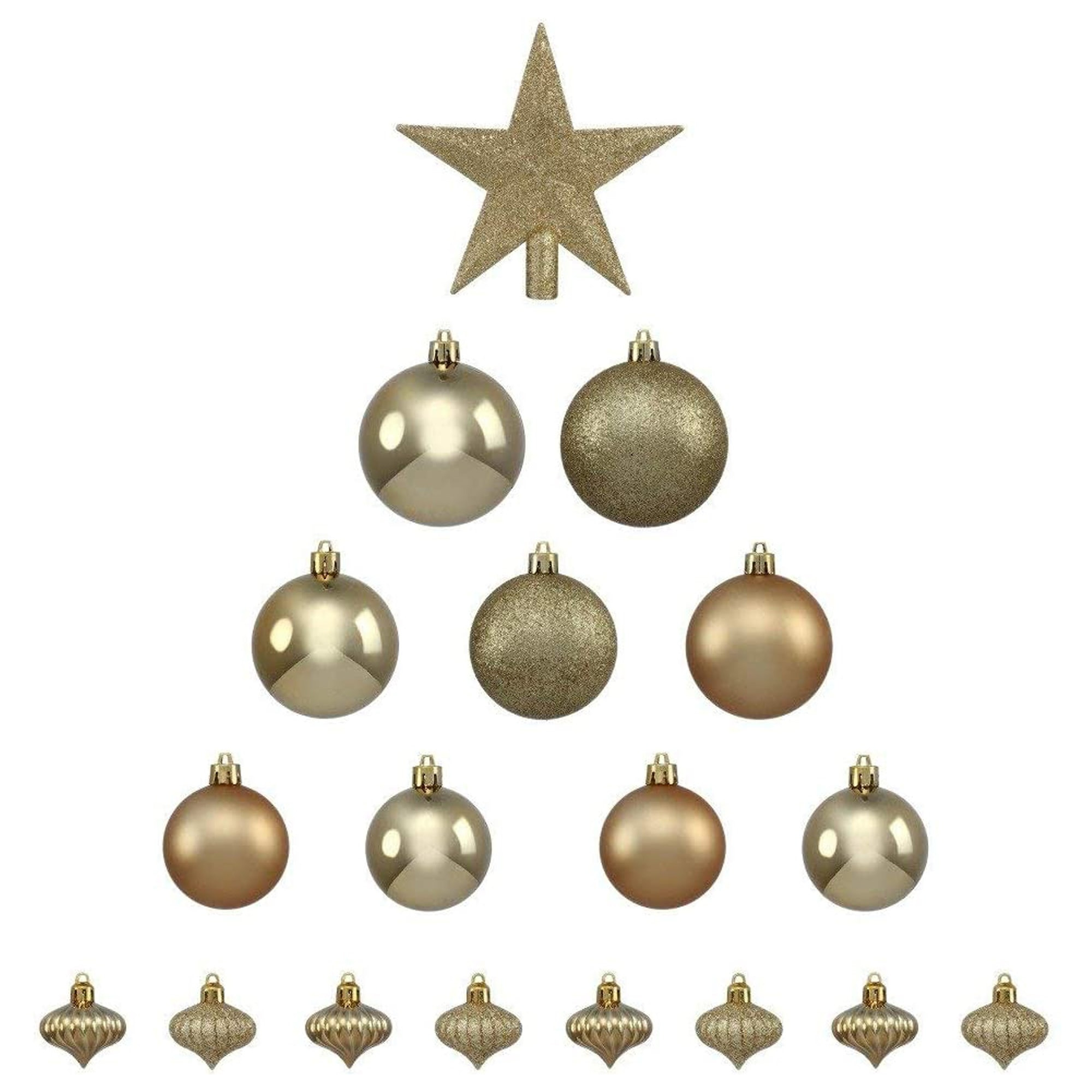 Kit de bolas de navidad 18 piezas oro