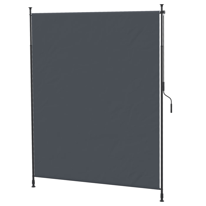 Toldo Vertical Exterior 200x305 cm, Pantalla de Privacidad Enrollable, Toldo Lateral Ajustable con Manivela, Protección UV 40+ e Impermeable, Sin Taladro, para Balcón, Jardín, Gris