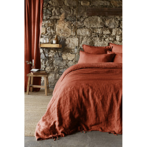 Housse de couette "Soline" Lin lavé - Couleur: Soline Paprika