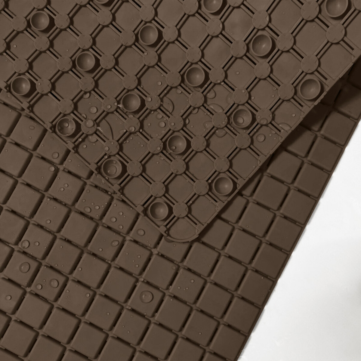 Tapis Fond de douche antidérapant Caoutchouc QUADRO 54x54cm Chocolat MSV