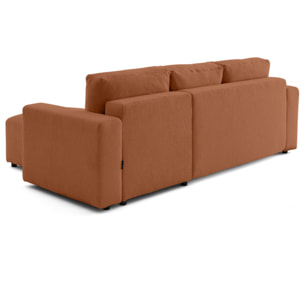 Livy - canapé d'angle réversible 4 places convertible avec coffre en tissu bouclette - Terracotta