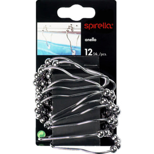 Lot de 12 anneaux pour rideaux de douche ANELLO Chromé Spirella