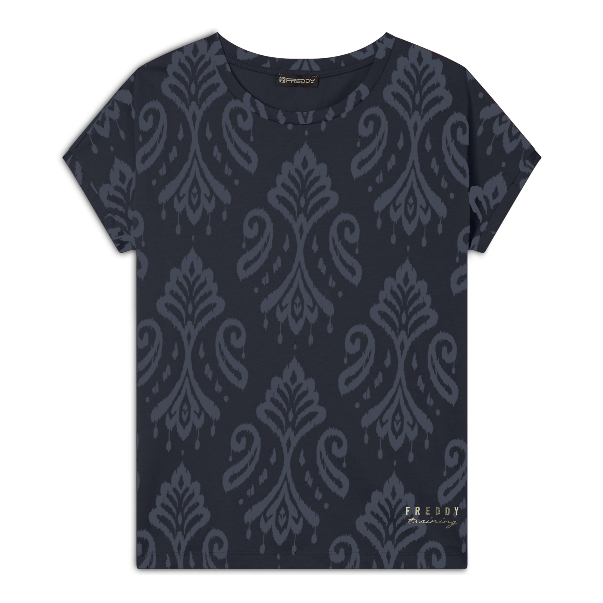 T-shirt floreale in jersey con maniche a kimono