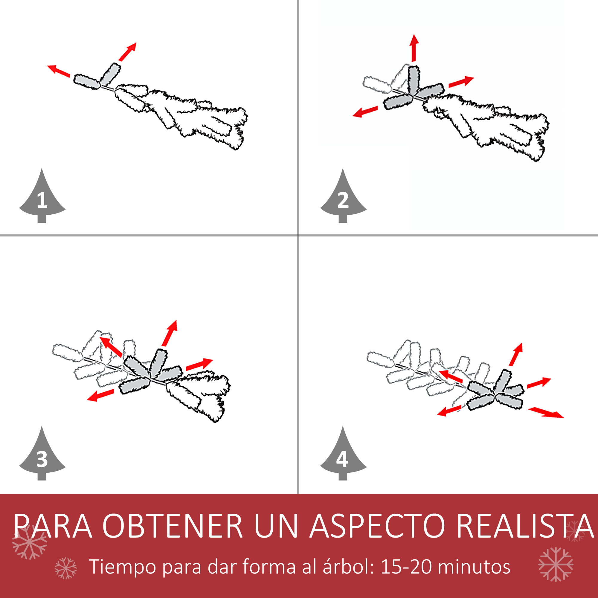HOMCOM árbol de Navidad Artificial 120 cm con 266 Ramas 27 Piñas y 27 Bayas Hojas de PVC PE Base Plegable y Soporte Metálico Decoración Navideña para Interiores Verde