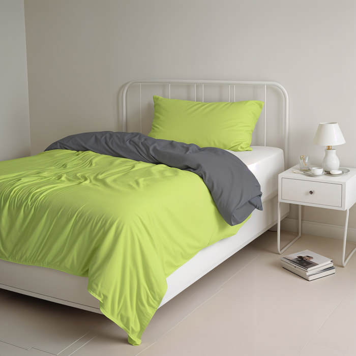 PARURE COPRIPIUMINO NATURAL COLOR PIAZZA E MEZZA - 100% COTONE MADE IN ITALY