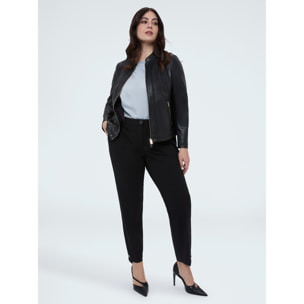 Fiorella Rubino - T-shirt bimaterica con scollo tondo - Grigio