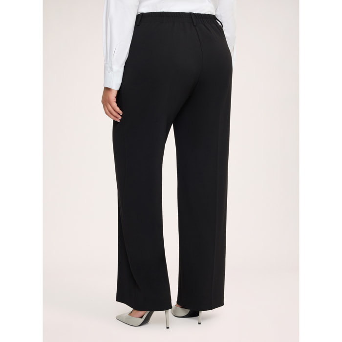 Fiorella Rubino - Pantaloni Wide Leg in tessuto stretch - Nero