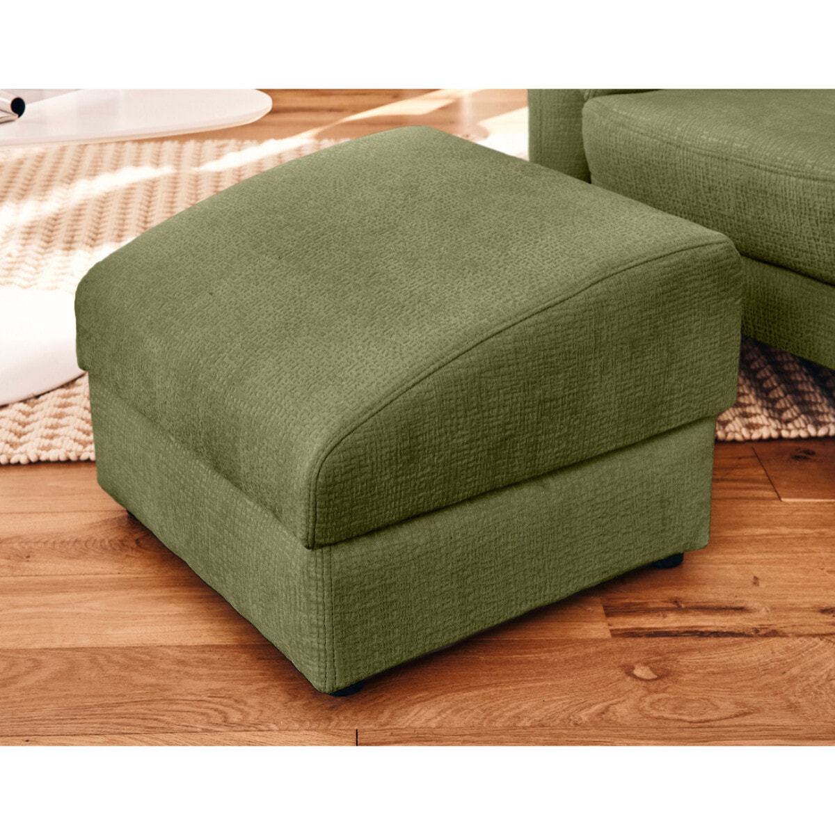 Bastille - pouf en tissu velours relief - Vert