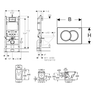 Pack Bâti-support + WC sans bride Roca Gap + Abattant slim, softclose + Plaque blanche (GAPGEB3)