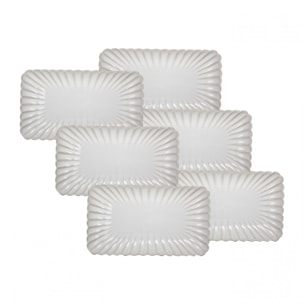 Lot de 6 petites assiettes rectangulaires, Coquillage
