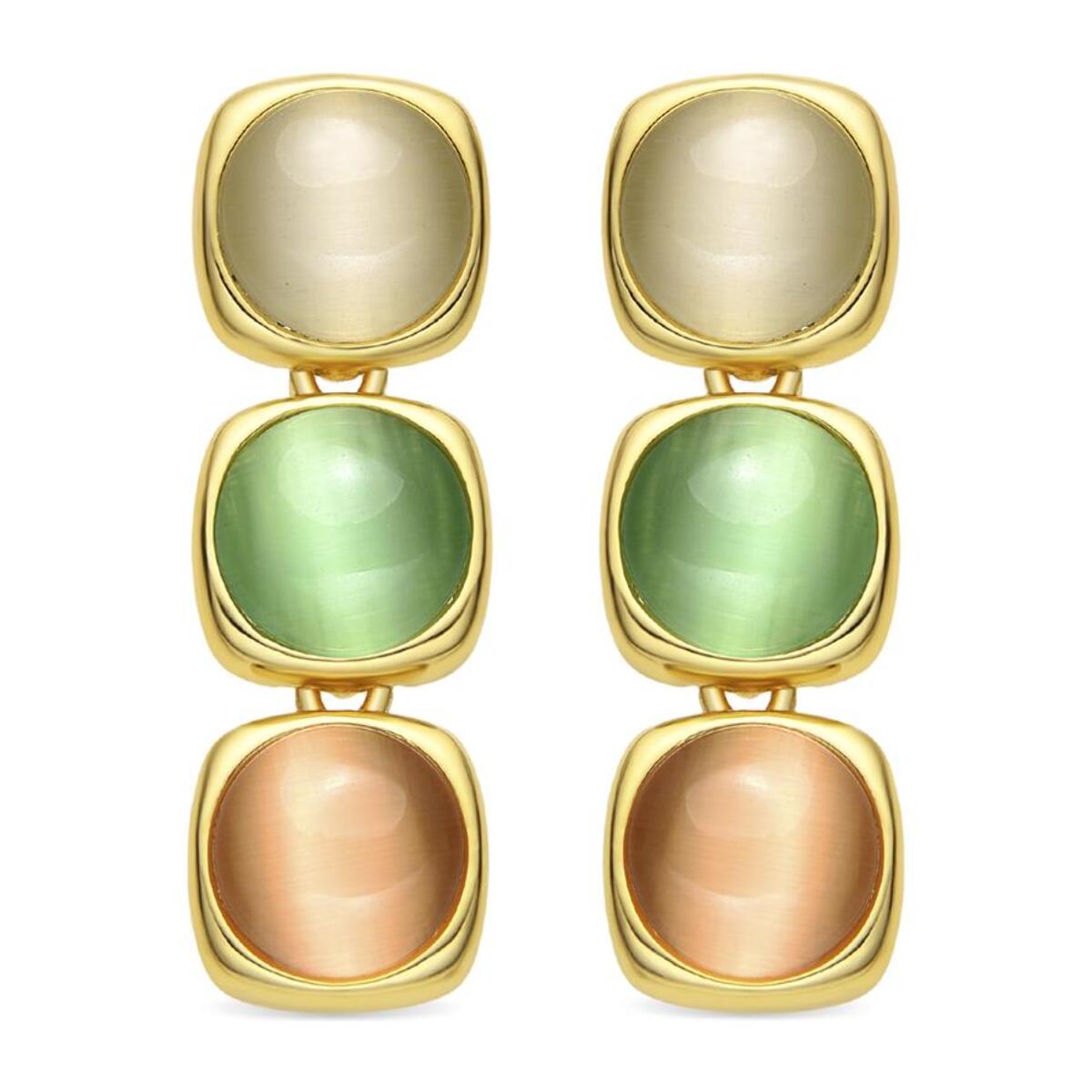 Pendientes con Ojo de Gato Multicolor acabado oro 18k