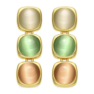 Pendientes con Ojo de Gato Multicolor acabado oro 18k