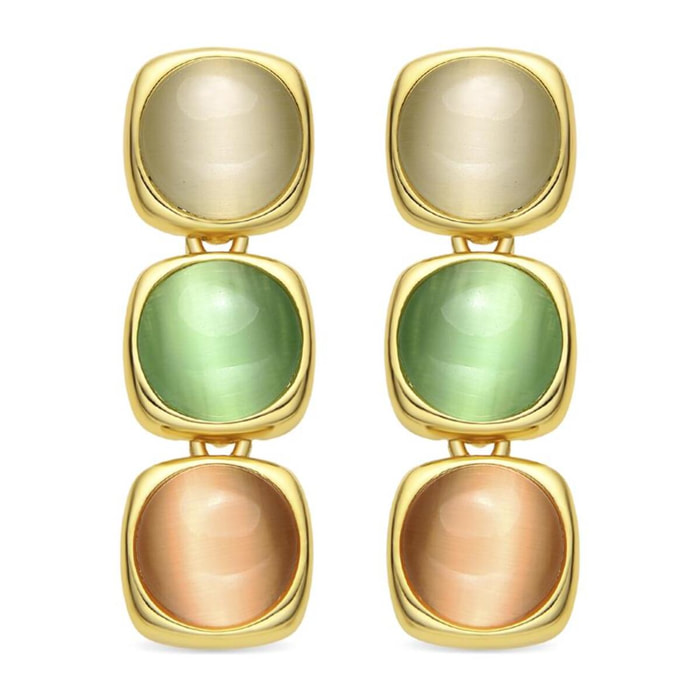 Pendientes con Ojo de Gato Multicolor acabado oro 18k