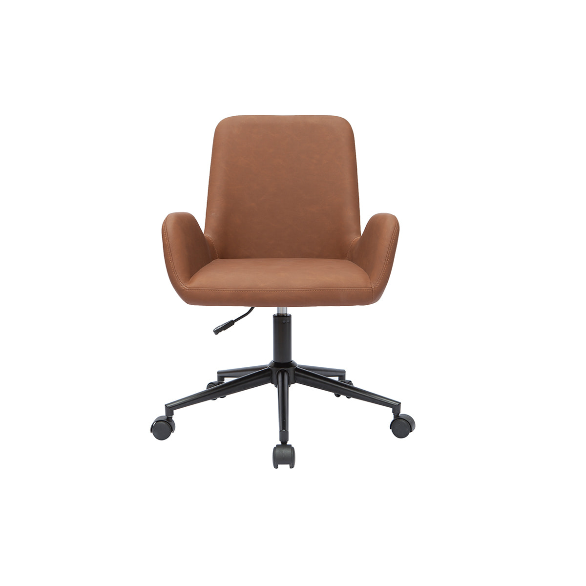 Chaise de bureau à roulettes marron et métal noir ALBAN
