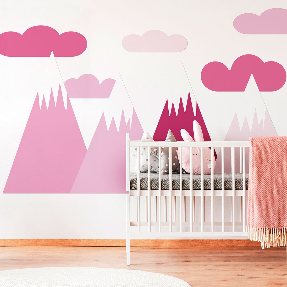 Stickers muraux enfants - Décoration chambre bébé - Autocollant Sticker mural géant enfant montagnes scandinaves SHAKA