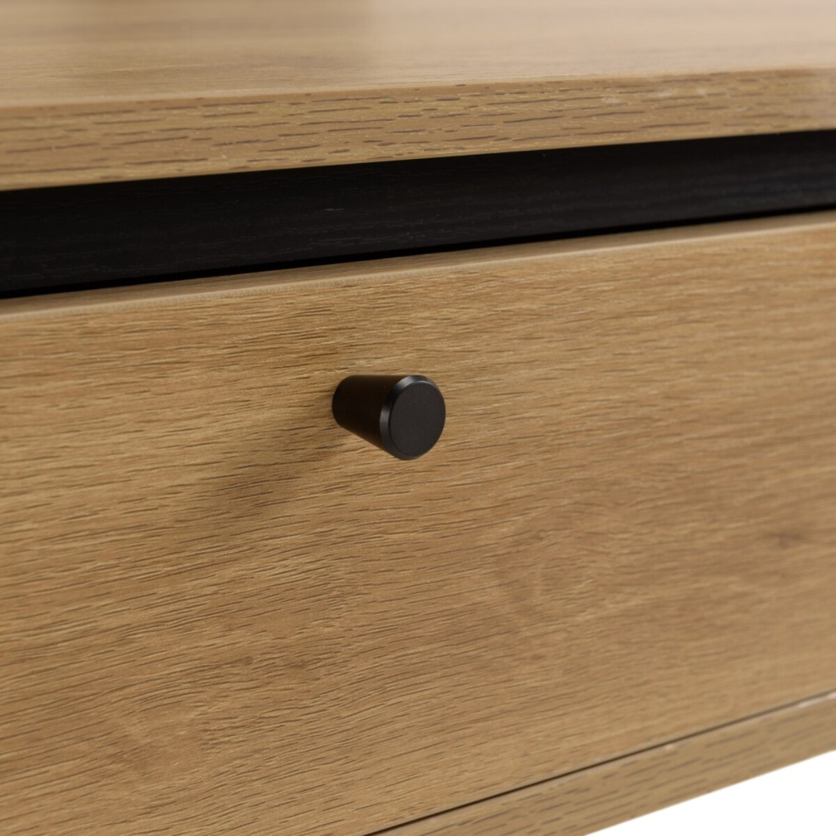 ETHAN - Table basse arrondie couleur naturelle 2 tiroirs