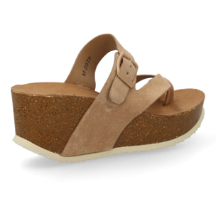 Sandalia Mujer cómoda con cuña y hebilla