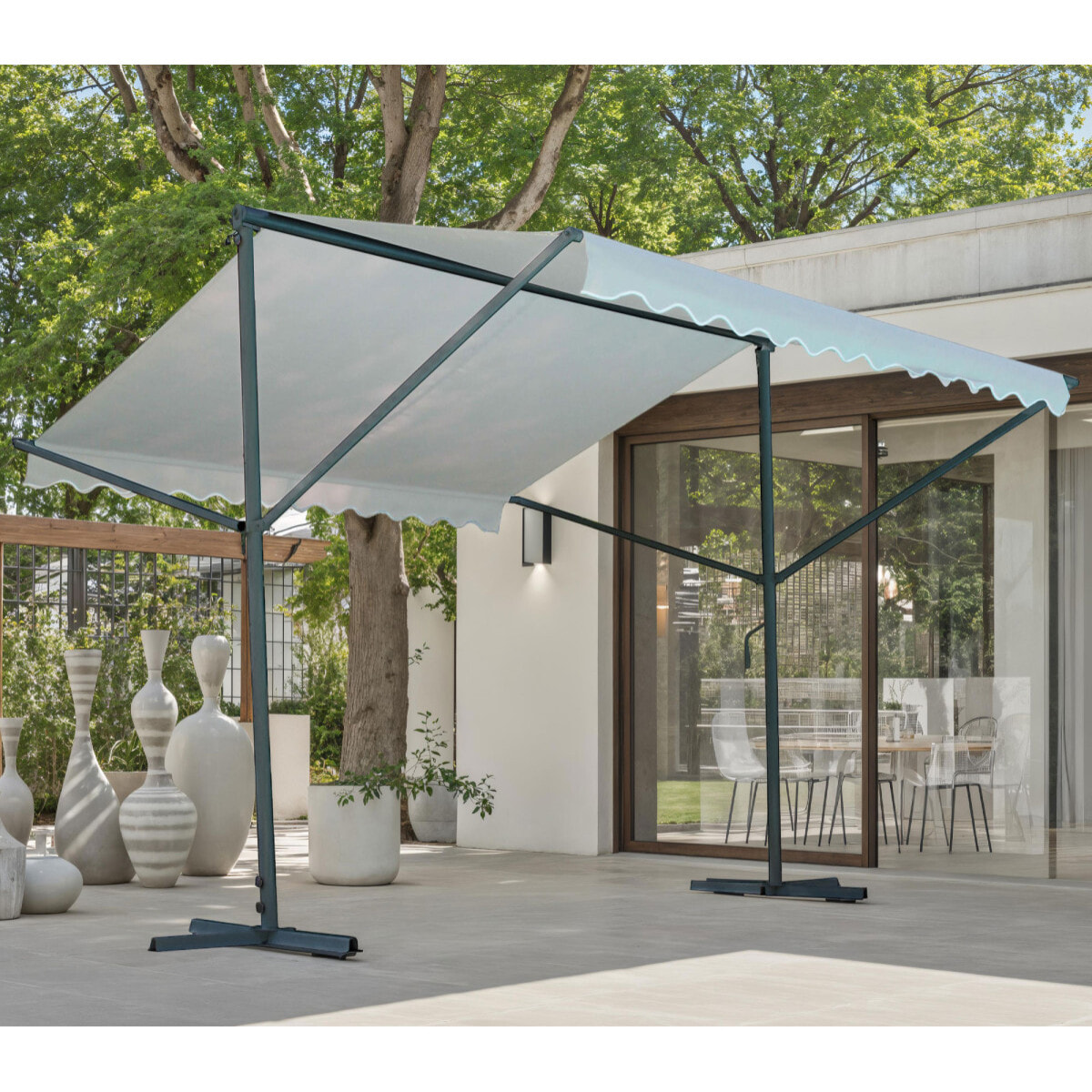 Tonnelle 2 pans 3,5m - acier - écru - COLUMBA