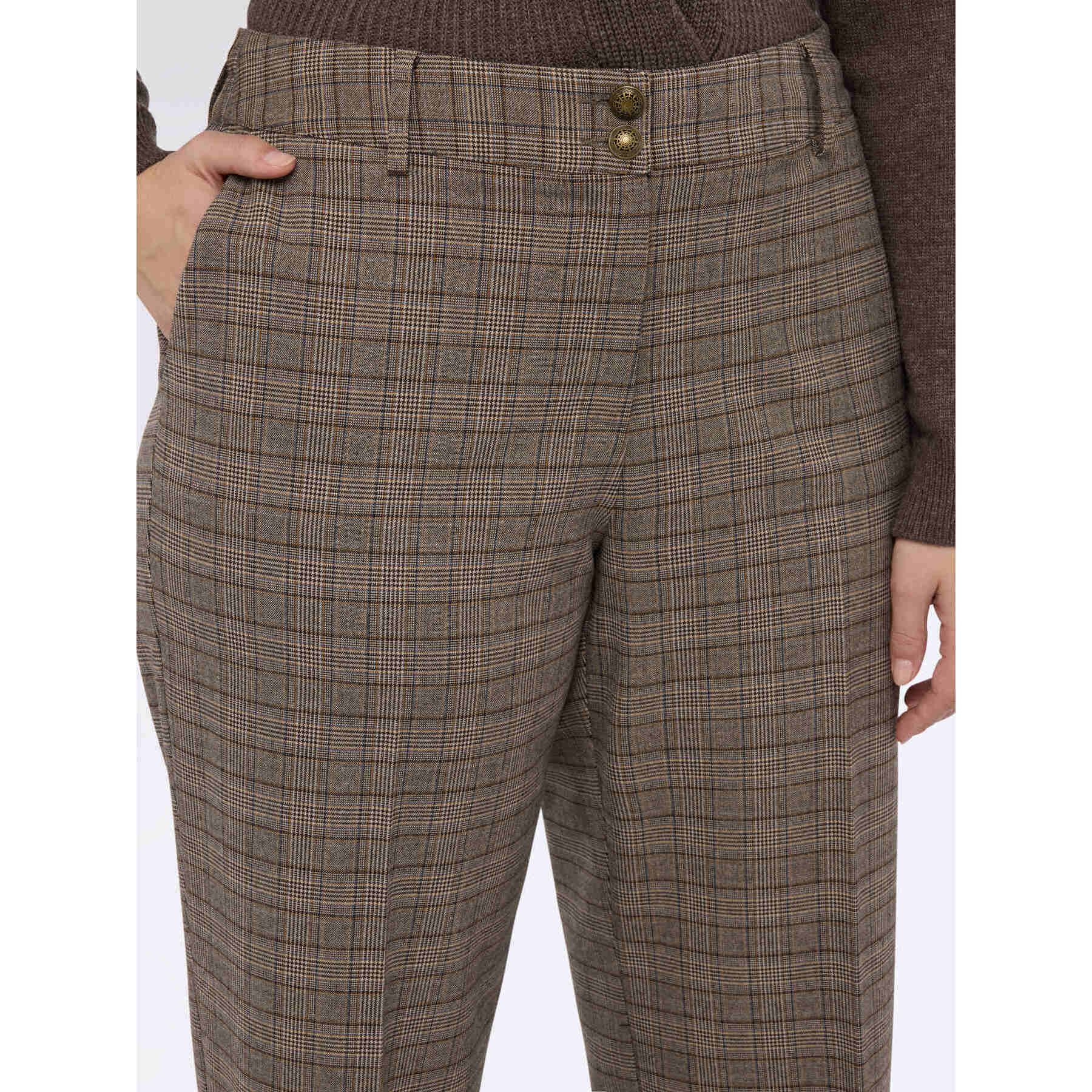 Fiorella Rubino - Pantalones cropped en tejido de cuadros - Gris