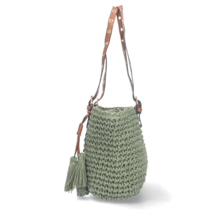 Bolso de Hombro Rafia y Cremallera