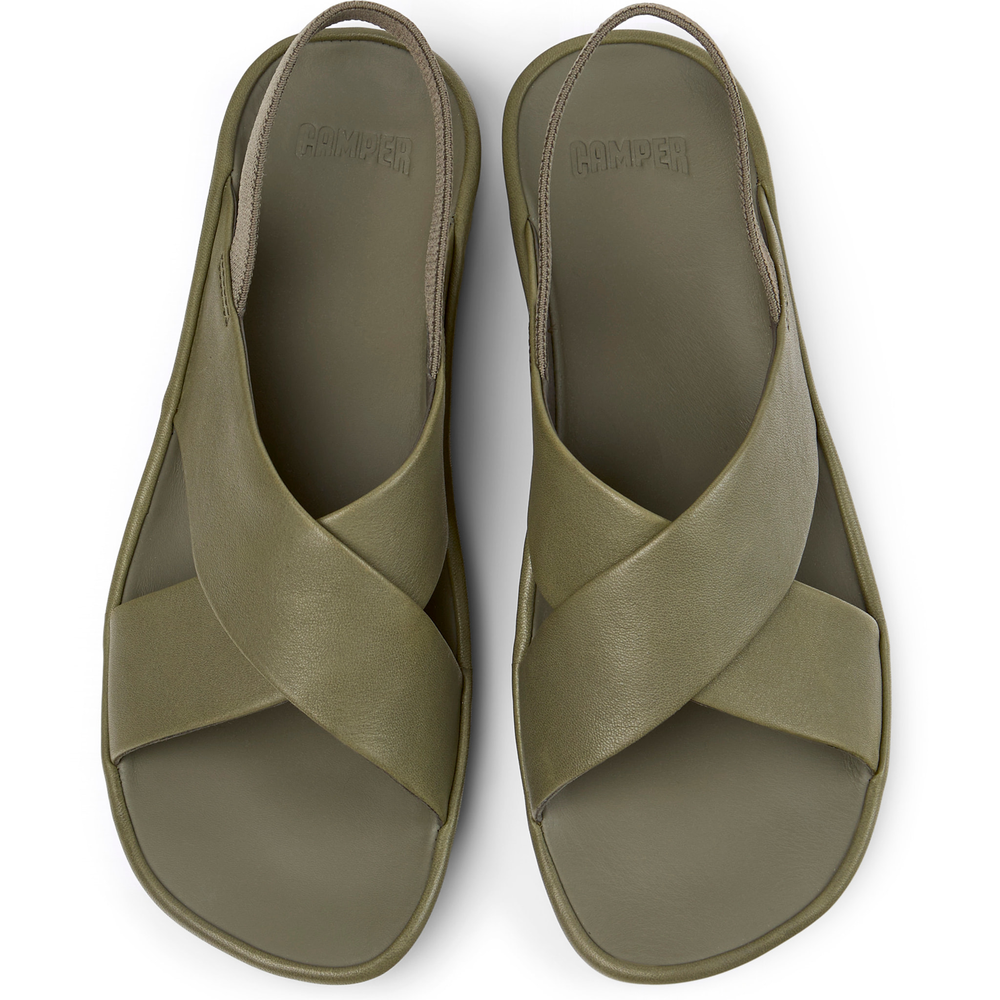 Sandalias - CAMPER Right Isla - Verde - Cuero liso