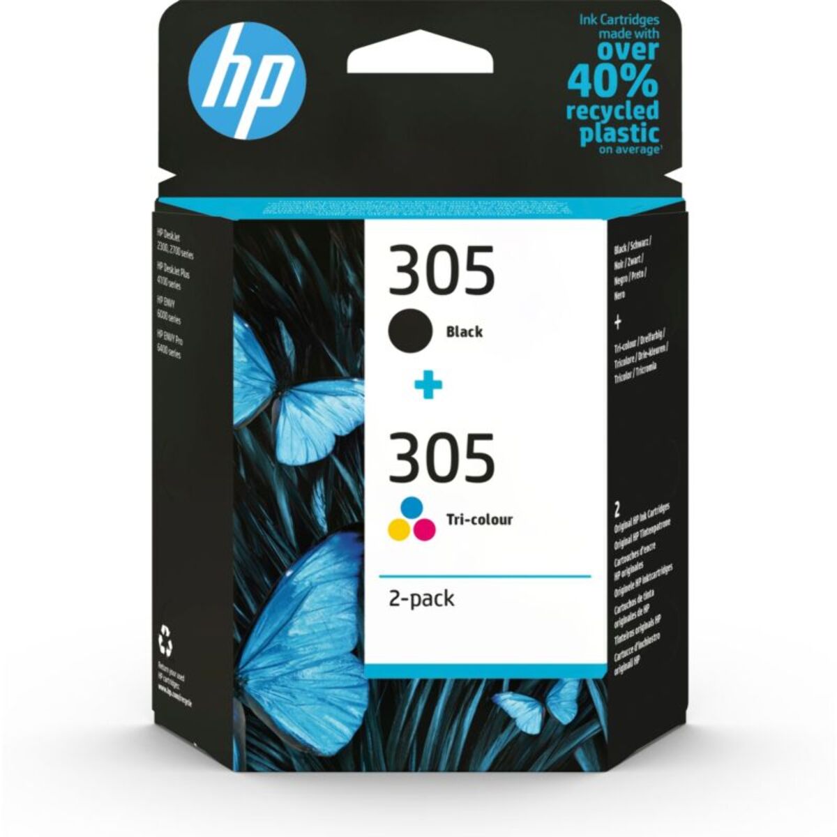 Cartouche d'encre HP Pack de 2 Originales 305 (Noir + 3 Couleurs) - 6ZD17AE