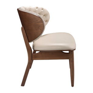 Sillón Angel Cerdá tapizados en polipiel en arena detalle en madera chapada en nogal natural patas de madera en noga 78x69x80cm