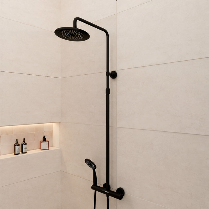Colonne de douche Mécanique finition Noire Mate - 133x28x52 cm - MOLLY BLACK