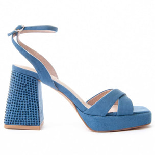 Sandalias De Tacón - Azul - Altura: 10 cm
