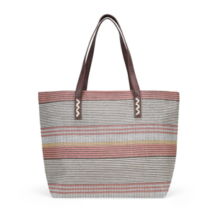 Bolso de hombro beige en rafia con cremallera