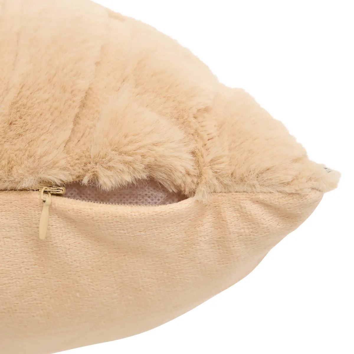 Coussin Arka carré 45x45cm effet fausse fourrure beige