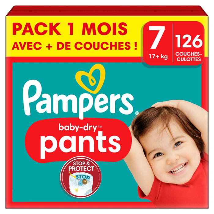 126 Couches-Culottes Baby-Dry Taille 7, 17kg +, Pampers