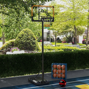 Canasta de Baloncesto de Exterior con Altura Ajustable 235-264 cm Aro de Baloncesto con Soporte Canasta de Baloncesto con Ruedas Base Rellenable Negro