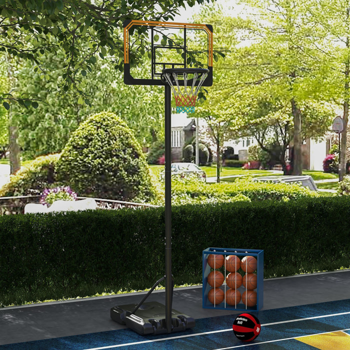 Canasta de Baloncesto de Exterior con Altura Ajustable 235-264 cm Aro de Baloncesto con Soporte Canasta de Baloncesto con Ruedas Base Rellenable Negro