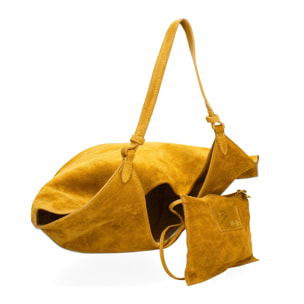 Borsa a spalla da donna - Modello Lisboa - Pelle Scamosciata - 27.0 x 38.0 x 21.5 cm