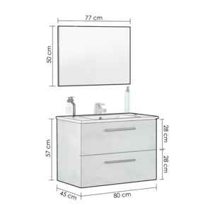 Mueble de baño con espejo Osvak 2 cajones Cemento