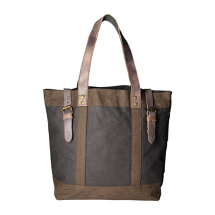 Borsa a mano unisex - Modello Maura - Canvas e pelle - 38.0 x 37.0 x 16.0 cm