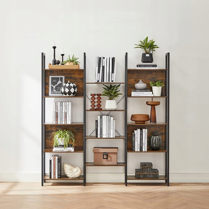 Libreria a Doppia Struttura Loft in Stile Industriale e Legno Rustico