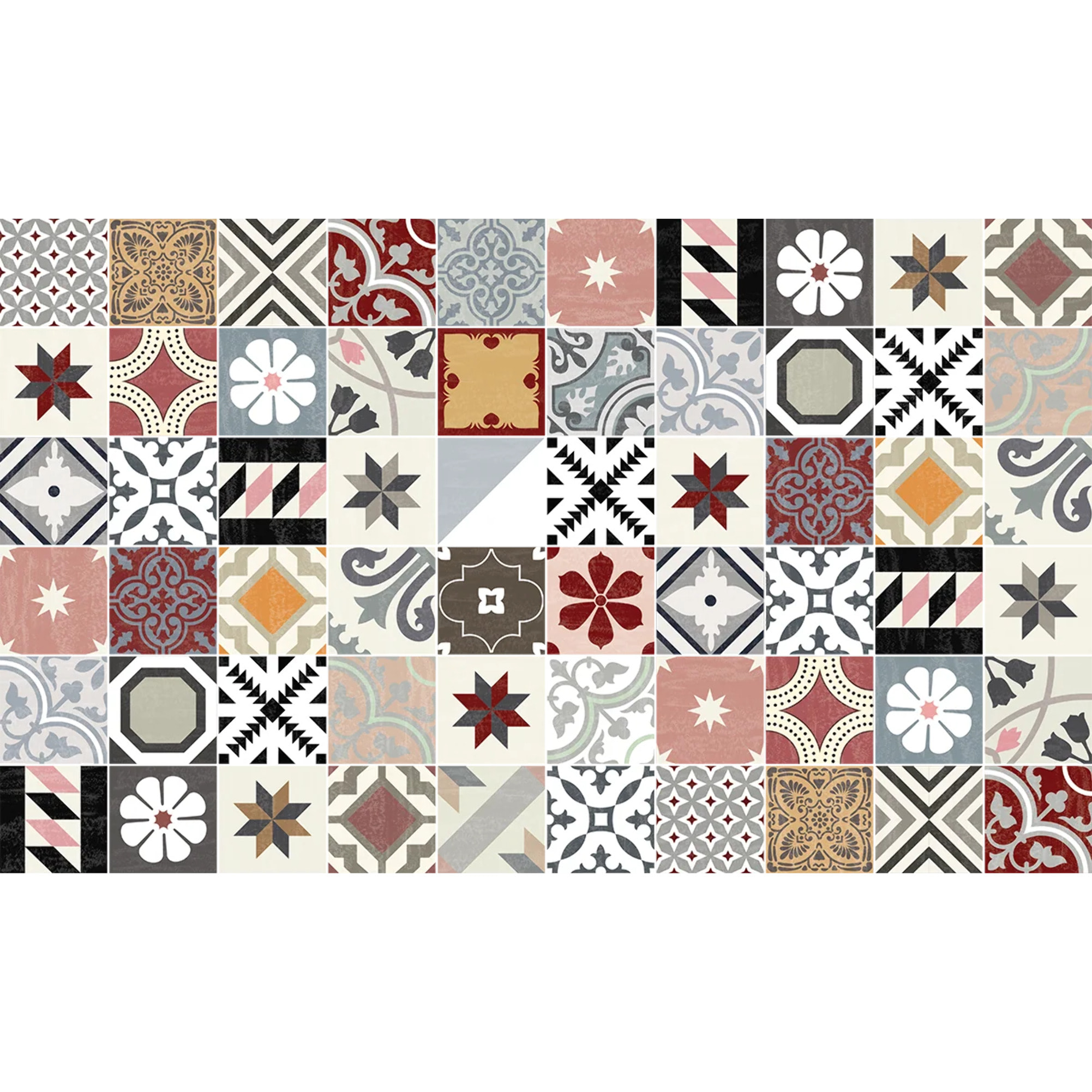 Sticker carrelage - Ambiance Sticker - 60 CARREAUX DE CIMENT MEUBLE AUTHENTIQUES LIVINAEA - 10x10cm