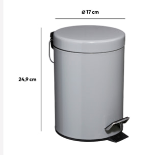 Poubelle ronde métal  3L Gris Colorama