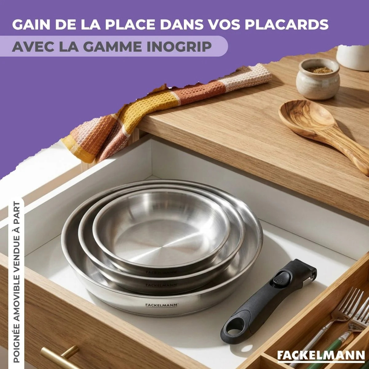 Poêle sans manche Fackelmann InoGrip