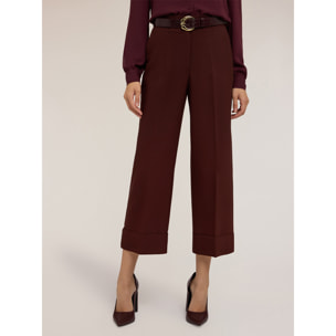 Motivi - Pantaloni cropped in crepe - Marrone