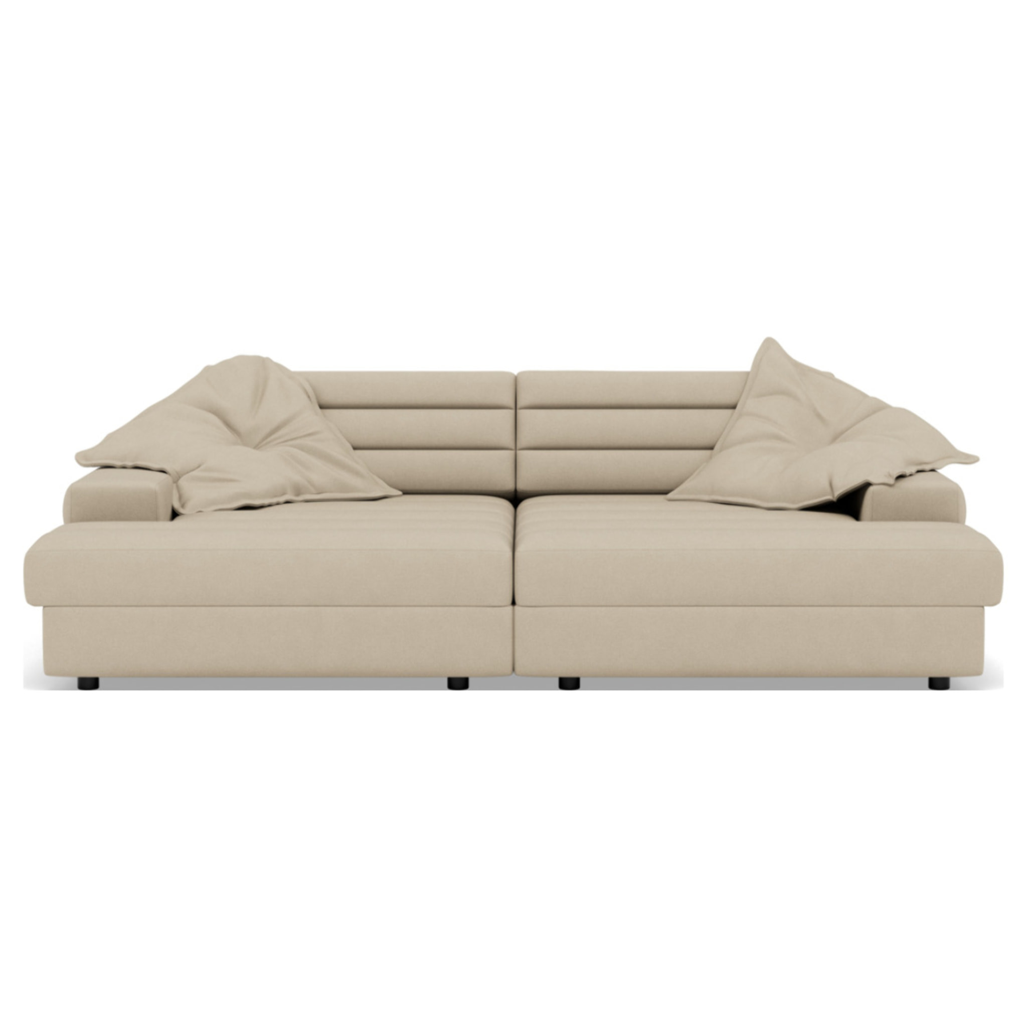 Giulia - canapé droit 4 places double méridienne - assise profonde - en tissu texturé - Beige