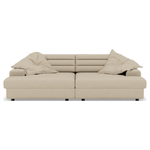 Giulia - canapé droit 4 places double méridienne - assise profonde - en tissu texturé - Beige